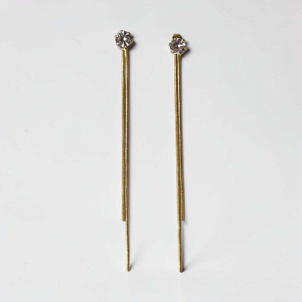 Gold Long Bar Dangle Earrings